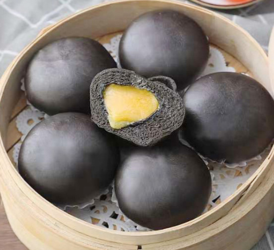 Charcoal Lava Bun dim sum from Wing Tak